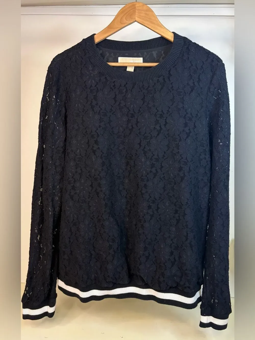 Women’s Black Lace Long-Sleeve Pullover Sweatshirt by MICHAEL Michael Kors